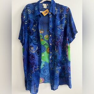 Vintage Tunic Made Israel Colorful 💚💙❤️💗 M